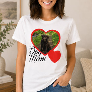Hond Moeder Script Rode Hart Foto Wit T-shirt