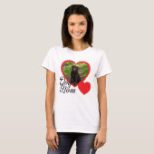 Hond Moeder Script Rode Hart Foto Wit T-shirt (Voorkant volledig)