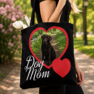 Hond Moeder Script Rode Hart Foto Zwart Draagtas