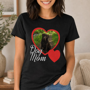 Hond Moeder Script Rode Hart Foto Zwart T-shirt