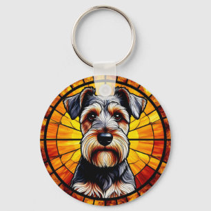 Hond Mooi Gebrandschilderd Glas Kunstwerk Sleutelhanger