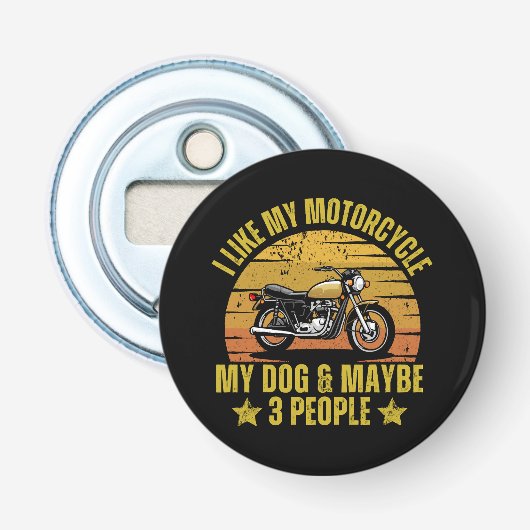 Hond Motorfiets Button Flesopener (Voorkant)