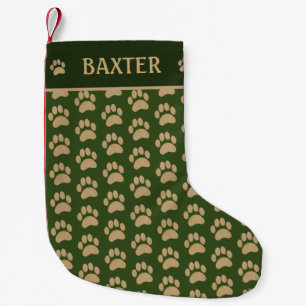 Hond Naam Paw Print Groen Kleine Kerstsok