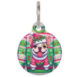 Hond ontwerp Franse bulldog Kerst grappig Huisdierpenning