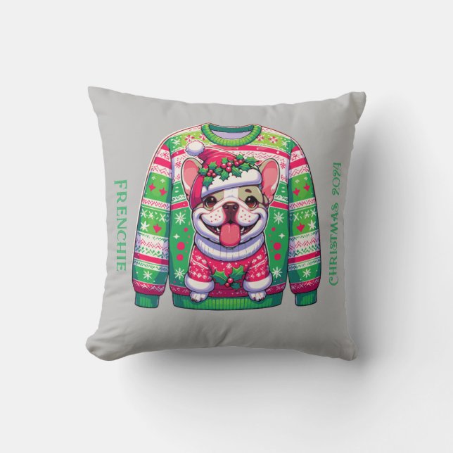 Hond ontwerp Franse bulldog Kerst grappig Kussen (Voorkant)