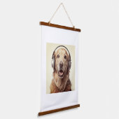 Hond ontwerp poster met headset hangend wandkleed (Gebogen)