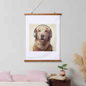 Hond ontwerp poster met headset hangend wandkleed (Slaapkamer)