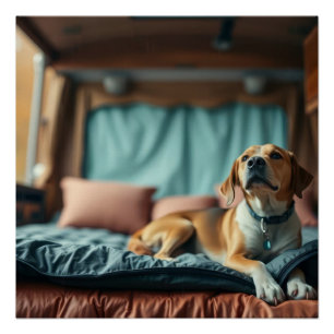 Hond op Bed Perfect Poster