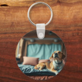 Hond op Bed Sleutelhanger (Voorkant)