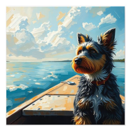 Hond op een boot foto afdruk (Voorkant)