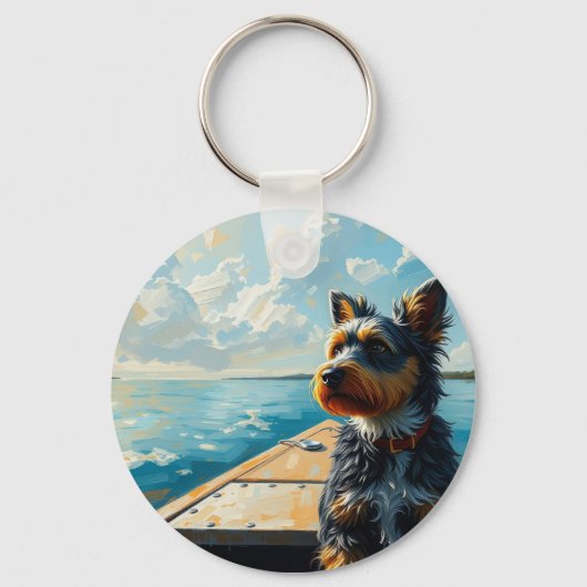 Hond op een boot sleutelhanger (Voorkant)