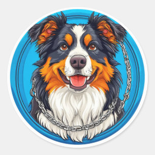 Hond op een groene achtergrond ronde sticker