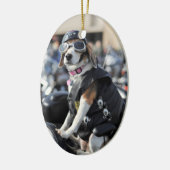 Hond op foto motorfiets keramisch ornament (Links)