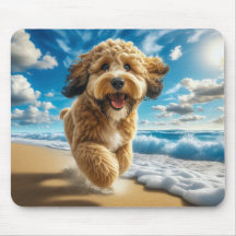 Hond op het strand mousepad