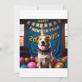 hond op nieuwjaarskaart feestdagenkaart