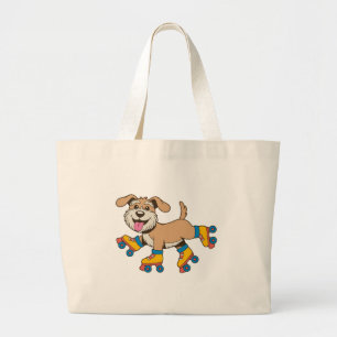 Hond op roller Schaatsen Hang op Ik zie een hond Grote Tote Bag