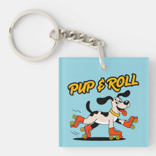 Hond op roller Schaatsen Pup & Roll Sleutelhanger