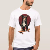 Hond op skateboard t-shirt (Voorkant)