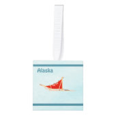 Hond op sneeuw - Alaska Kubus Ornament (Voorkant)