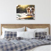 Hond op surfplank canvas afdruk (Insitu (Slaapkamer))