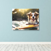 Hond op surfplank canvas afdruk (Insitu (Houten vloer))