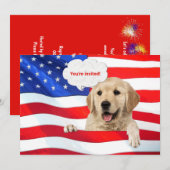 Hond op vlag voor 4 juli BBQ-feest Kaart (Voorkant / Achterkant)