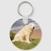 Hond ouder foto blauw aangepaste tekst sleutelhanger (Achterkant)