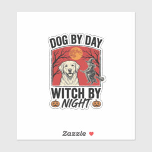 Hond overdag Heks 's nachts Vintage Halloween-hond Sticker