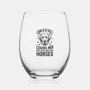 Hond Paard Liefhebber Vintage Leading Men Design_1 Wijnglas Zonder Voet