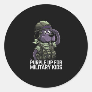 Hond Paarse Kinder maand Militair Kind Ronde Sticker