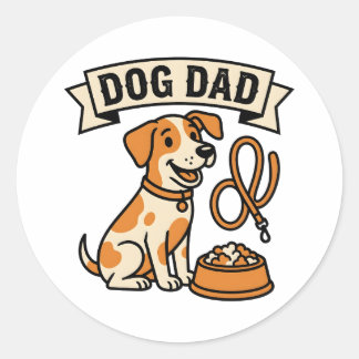 Hond Papa Cartoon Banner Ronde Sticker