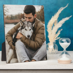 Hond Papa En Troeteldier Foto Aandenken Fotoplaat