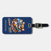 Hond Papa Grappig Corgi Poker Speler Custom Travel Bagagelabel (Voorkant horizontaal)