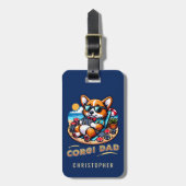 Hond Papa Grappig Corgi Poker Speler Custom Travel Bagagelabel (Voorkant verticaal)