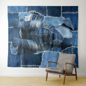 Hond Patchwork Kunst Denim Wandkleed (In Situ (horizontaal))
