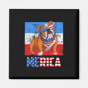 Hond Patriottisch USA 4 juli Amerikaanse vlag Amer Magneet