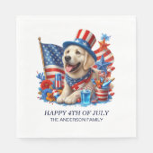 Hond Patriottische Top Hat Rood Wit Blauw Sterren  Servet (Voorkant)