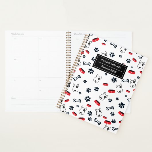 Hond Patroon Jaar en Naam Wit Planner (Display)