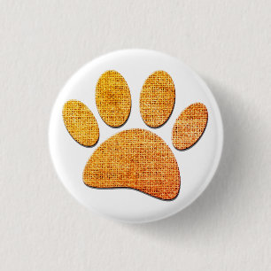 Hond Paw Burlap Aged Print Ronde Button 3,2 Cm