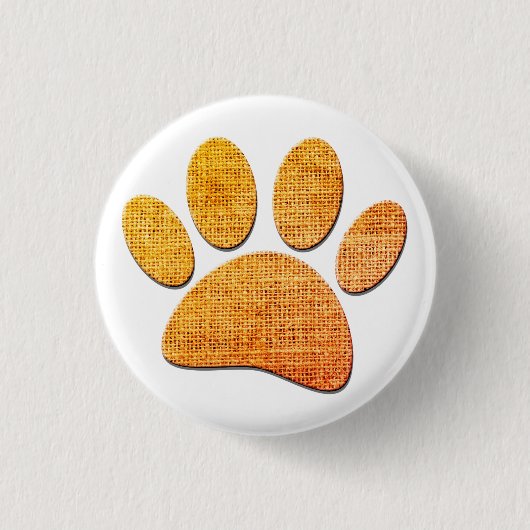 Hond Paw Burlap Aged Print Ronde Button 3,2 Cm (Voorkant)