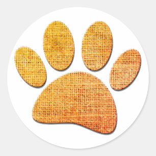 Hond Paw Burlap Aged Print Ronde Sticker