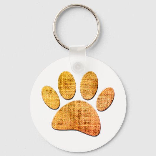 Hond Paw Burlap Aged Print Sleutelhanger (Voorkant)