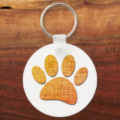 Hond Paw Burlap Aged Print Sleutelhanger (Achterkant)