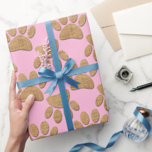 Hond Paw Burlap Print Cadeaupapier
