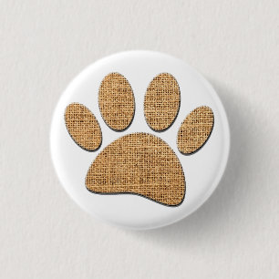 Hond Paw Burlap Print Ronde Button 3,2 Cm