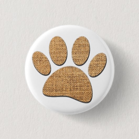 Hond Paw Burlap Print Ronde Button 3,2 Cm (Voorkant)