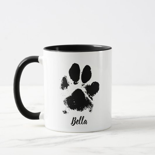 Hond Paw Print aangepaste naam handtekening Mok (Links)