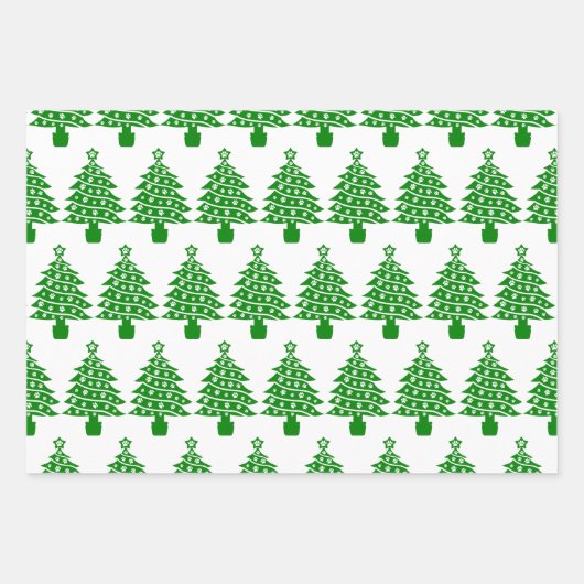 Hond Paw Print Groene Kerstboom Inpakpapier Vel (Voorkant)