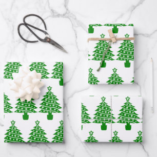 Hond Paw Print Groene Kerstboom Inpakpapier Vel