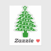 Hond Paw Print Groene Kerstboom Sticker (Vel)